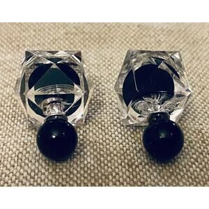 Double Sided Black Ball Inside Crystal Earrings